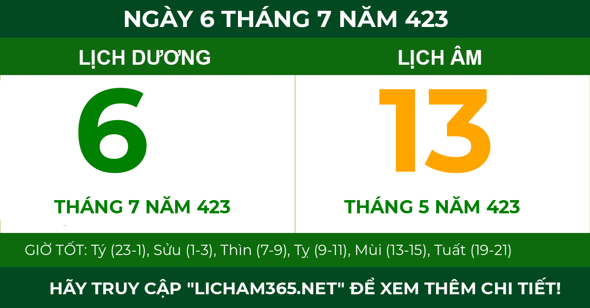 lịch âm ngày 6 tháng 7 năm 423