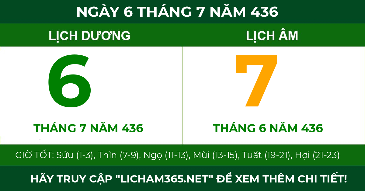 lịch âm ngày 6 tháng 7 năm 436