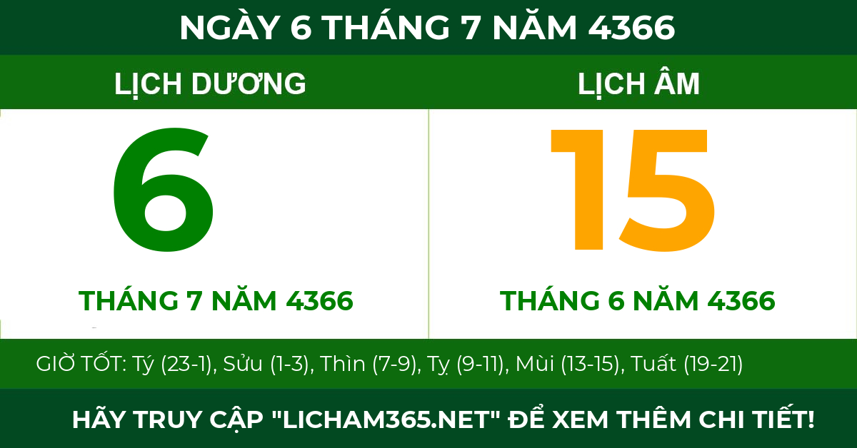 lịch âm ngày 6 tháng 7 năm 4366