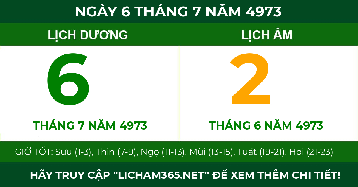 lịch âm ngày 6 tháng 7 năm 4973