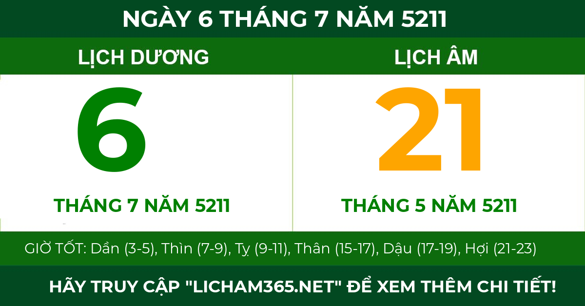 lịch âm ngày 6 tháng 7 năm 5211