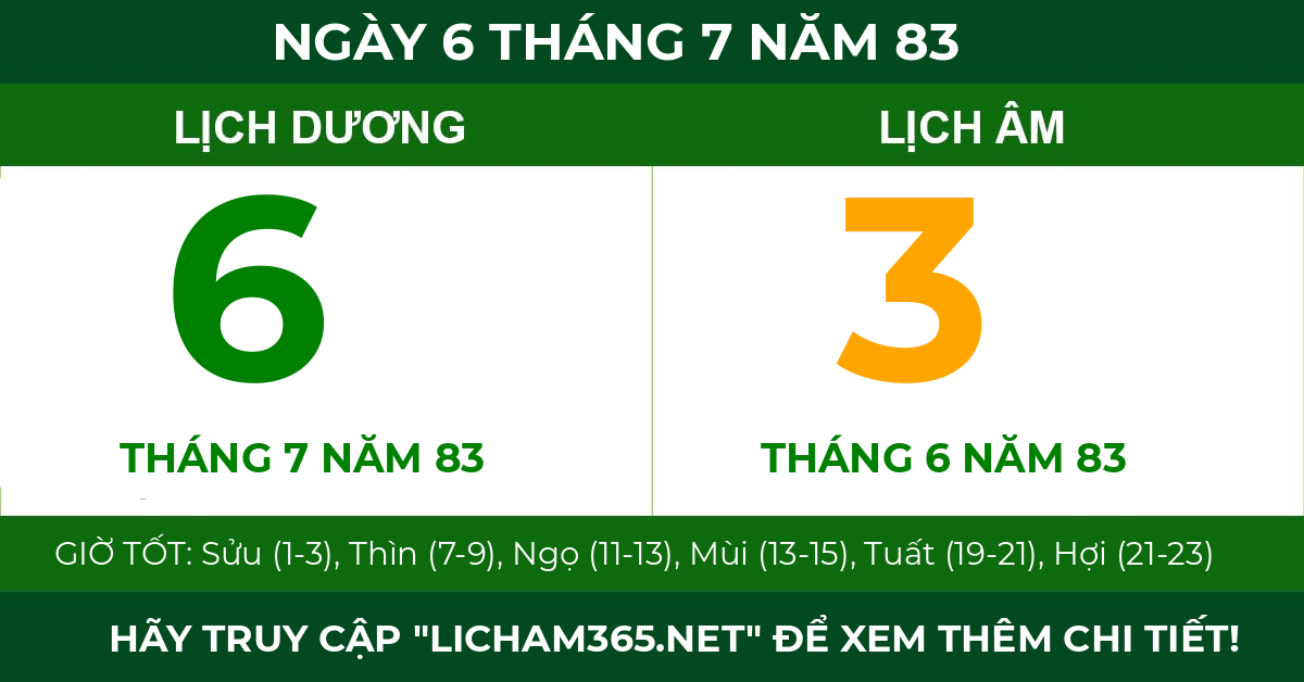 lịch âm ngày 6 tháng 7 năm 83