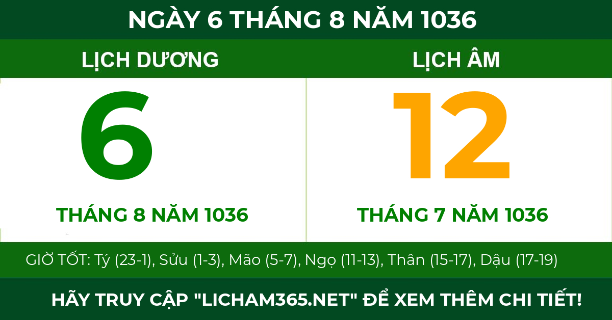 lịch âm ngày 6 tháng 8 năm 1036