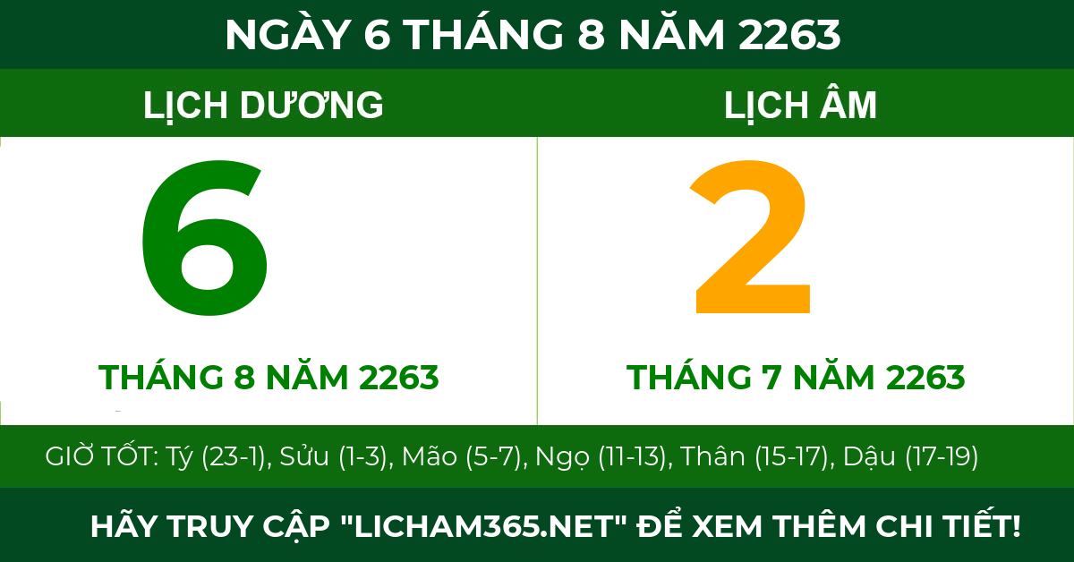 lịch âm ngày 6 tháng 8 năm 2263