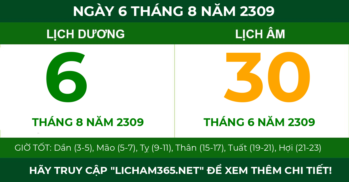 lịch âm ngày 6 tháng 8 năm 2309