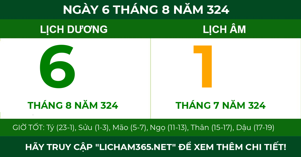 lịch âm ngày 6 tháng 8 năm 324