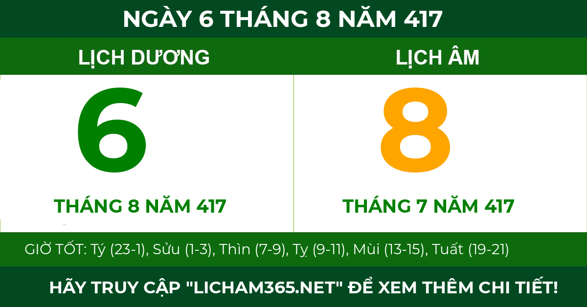 lịch âm ngày 6 tháng 8 năm 417