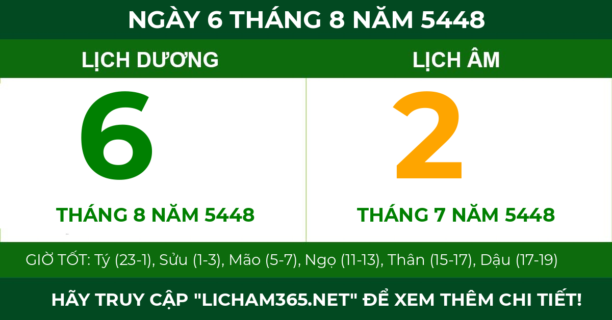 lịch âm ngày 6 tháng 8 năm 5448