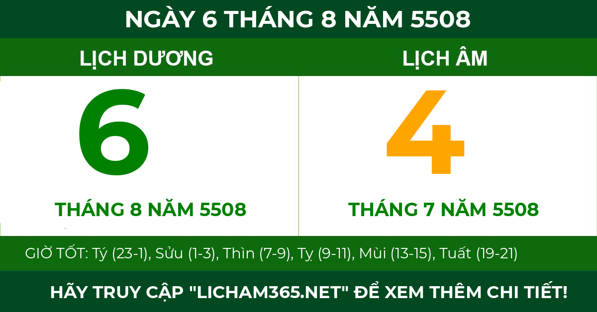 lịch âm ngày 6 tháng 8 năm 5508