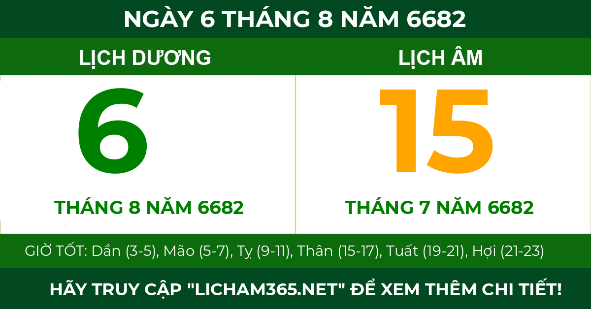 lịch âm ngày 6 tháng 8 năm 6682
