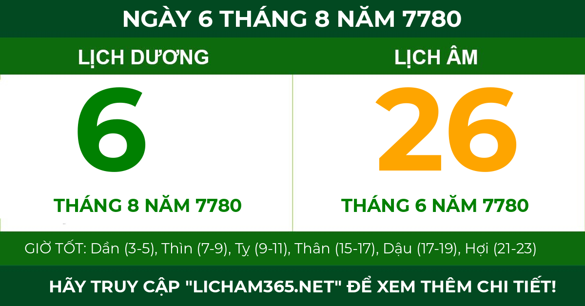 lịch âm ngày 6 tháng 8 năm 7780