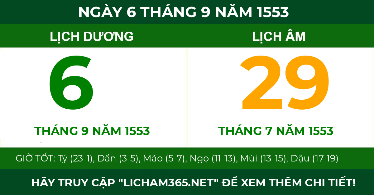 lịch âm ngày 6 tháng 9 năm 1553