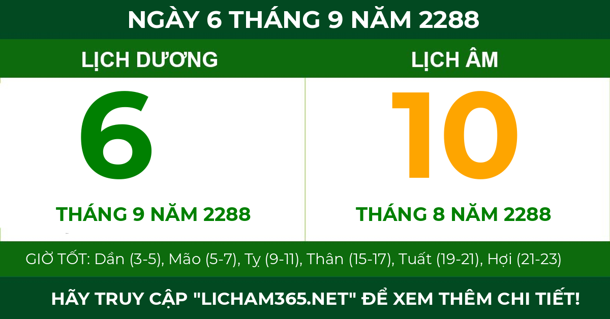 lịch âm ngày 6 tháng 9 năm 2288