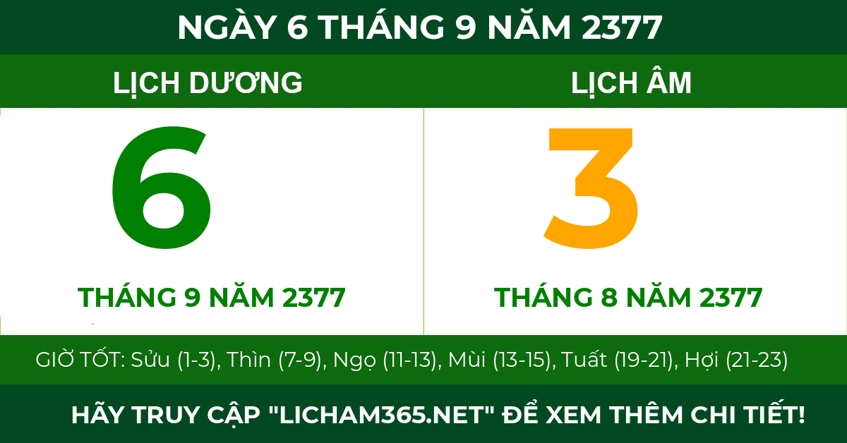 lịch âm ngày 6 tháng 9 năm 2377
