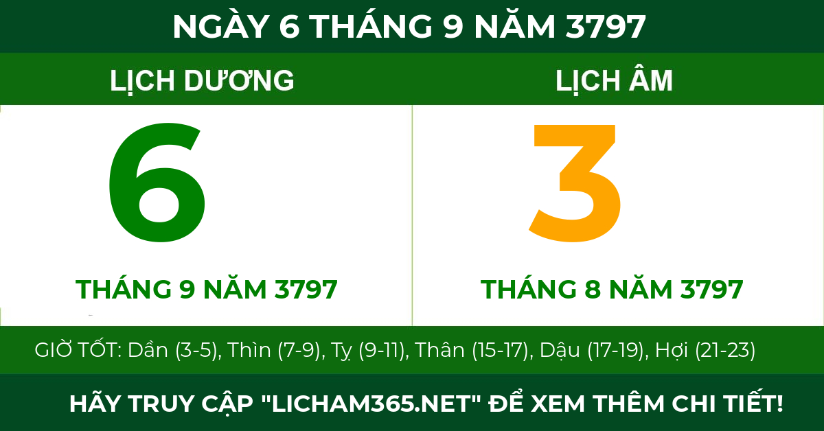lịch âm ngày 6 tháng 9 năm 3797