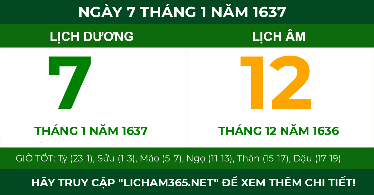 lịch âm ngày 7 tháng 1 năm 1637