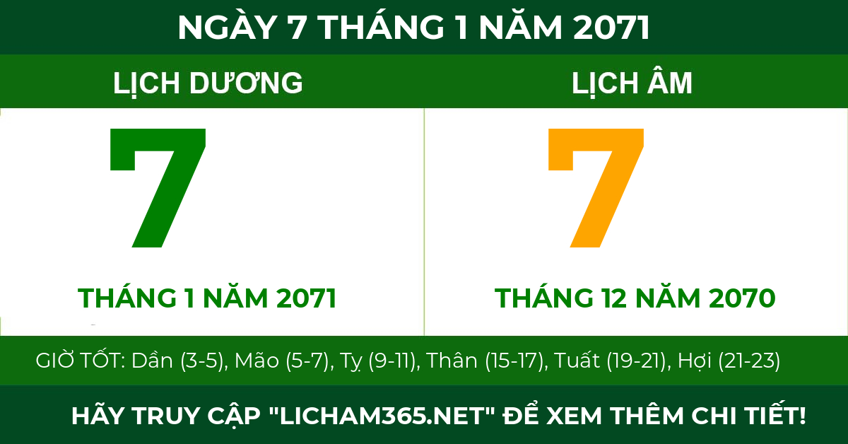 lịch âm ngày 7 tháng 1 năm 2071