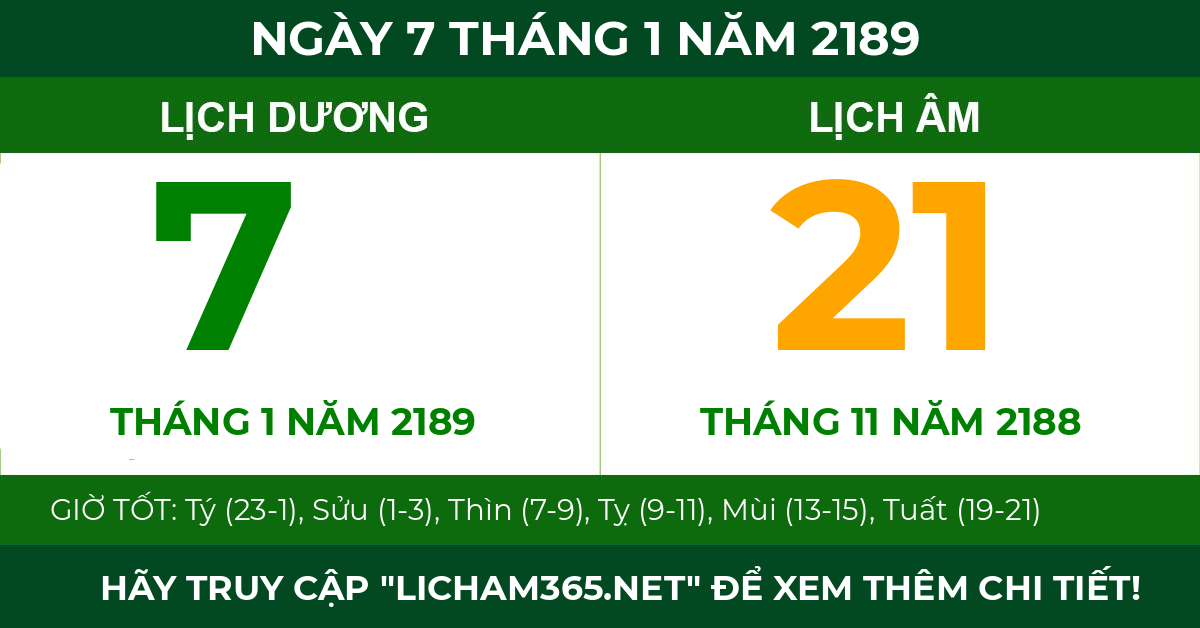 lịch âm ngày 7 tháng 1 năm 2189
