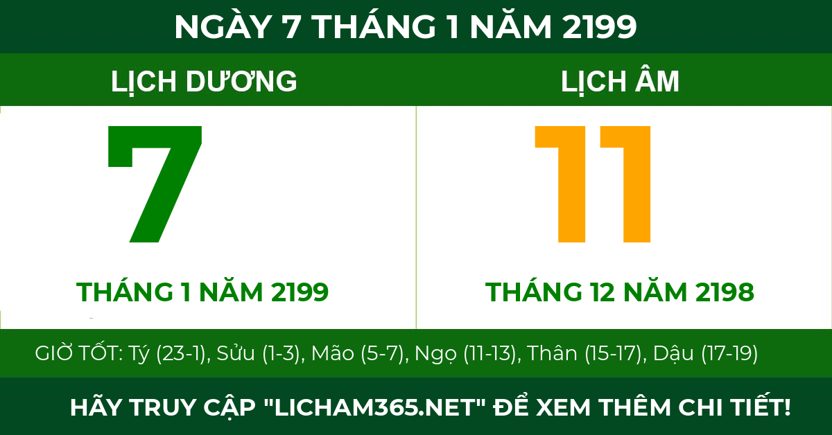 lịch âm ngày 7 tháng 1 năm 2199