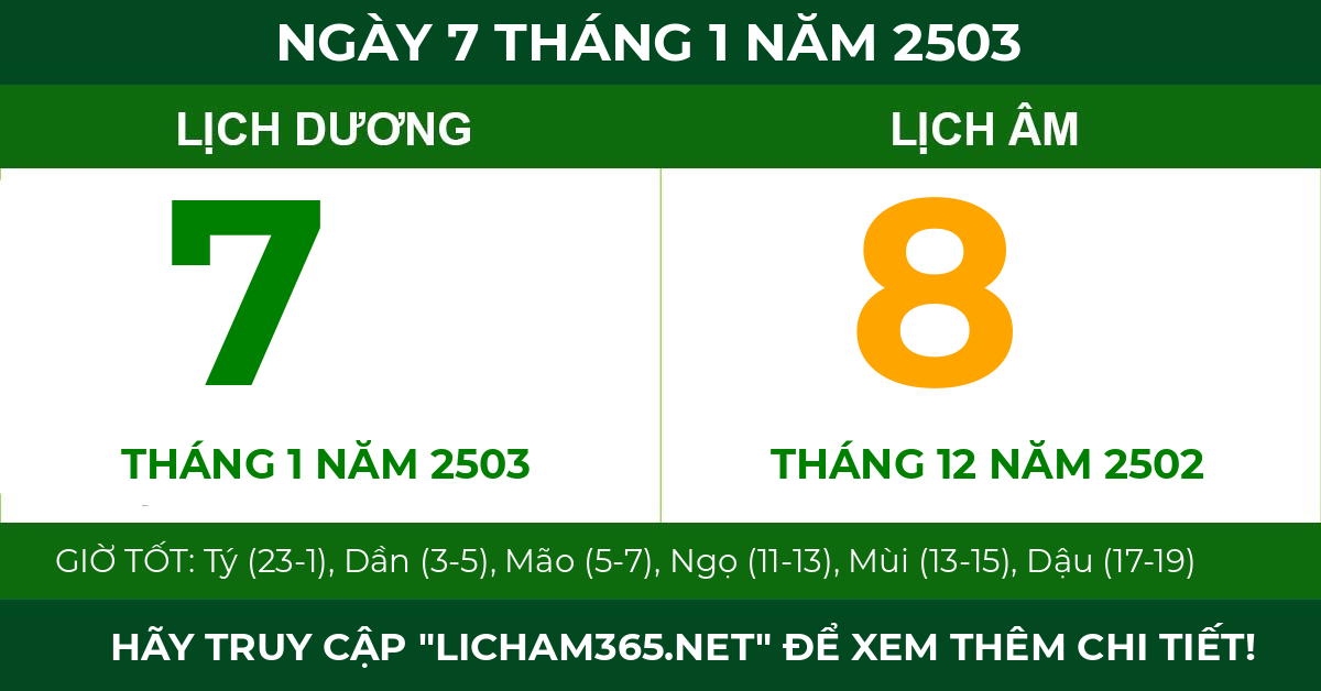 lịch âm ngày 7 tháng 1 năm 2503