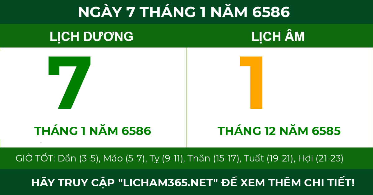 lịch âm ngày 7 tháng 1 năm 6586