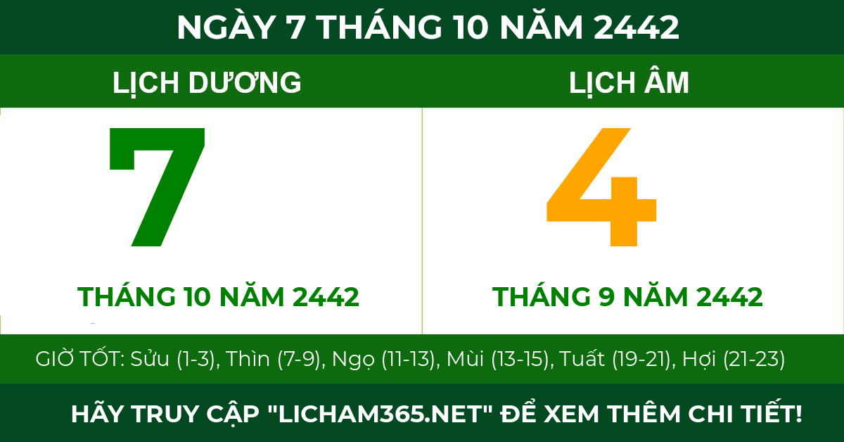 lịch âm ngày 7 tháng 10 năm 2442