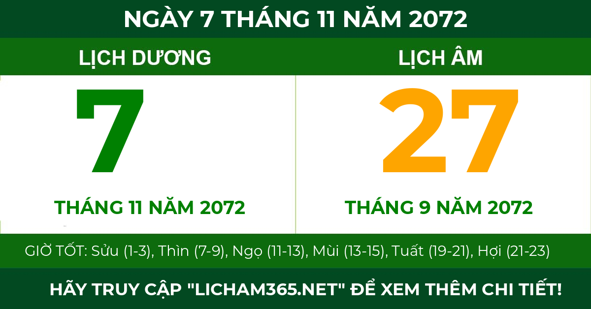 lịch âm ngày 7 tháng 11 năm 2072