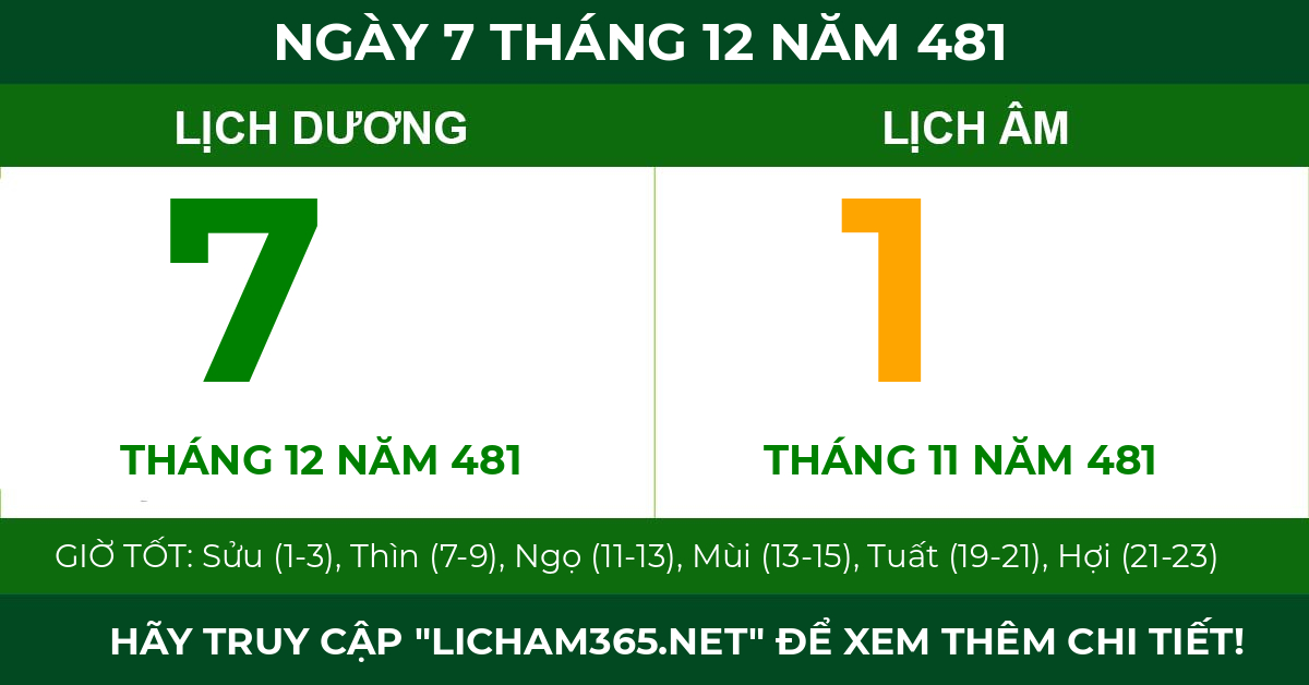 lịch âm ngày 7 tháng 12 năm 481
