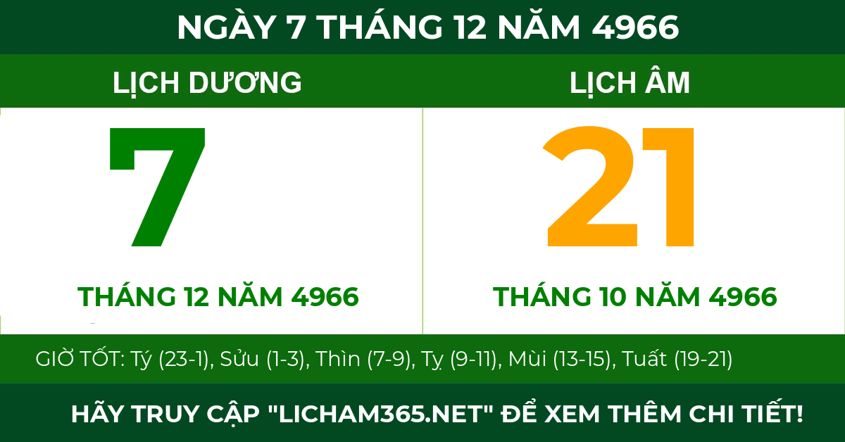 lịch âm ngày 7 tháng 12 năm 4966
