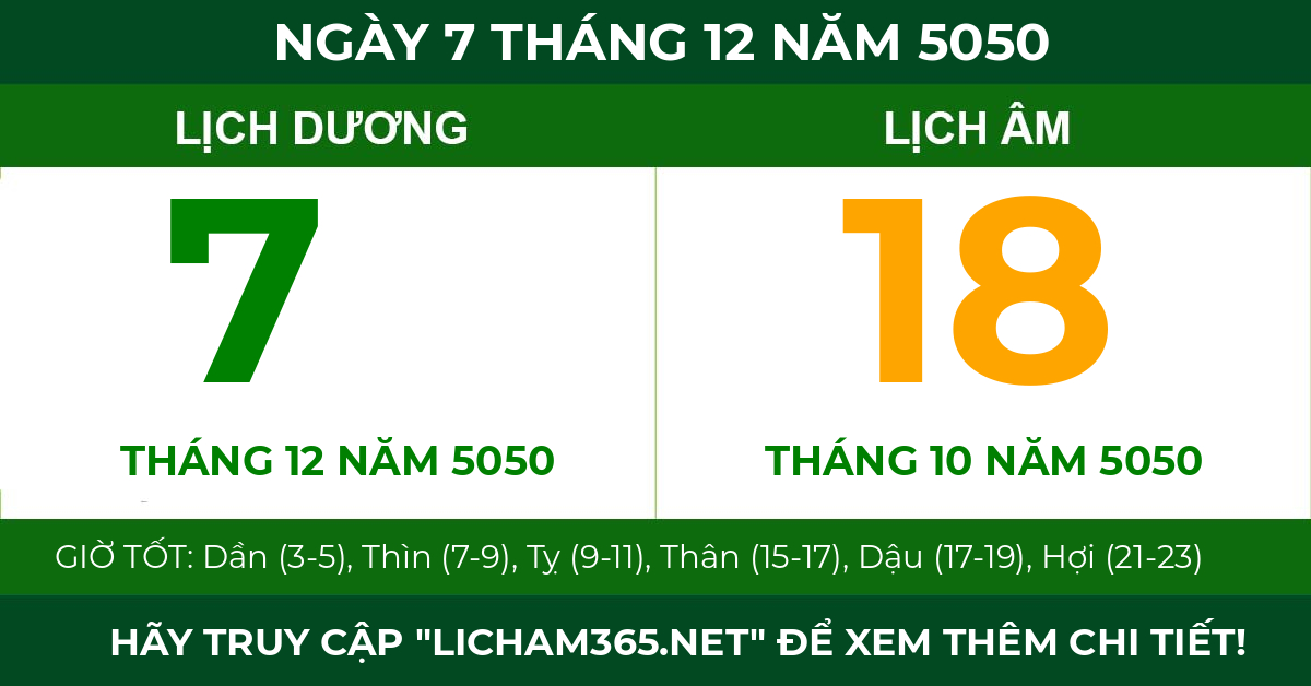 lịch âm ngày 7 tháng 12 năm 5050
