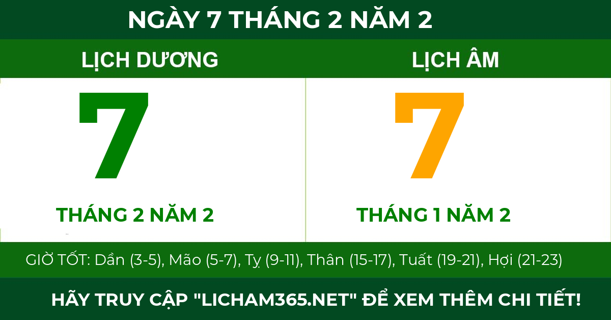 lịch âm ngày 7 tháng 2 năm 2