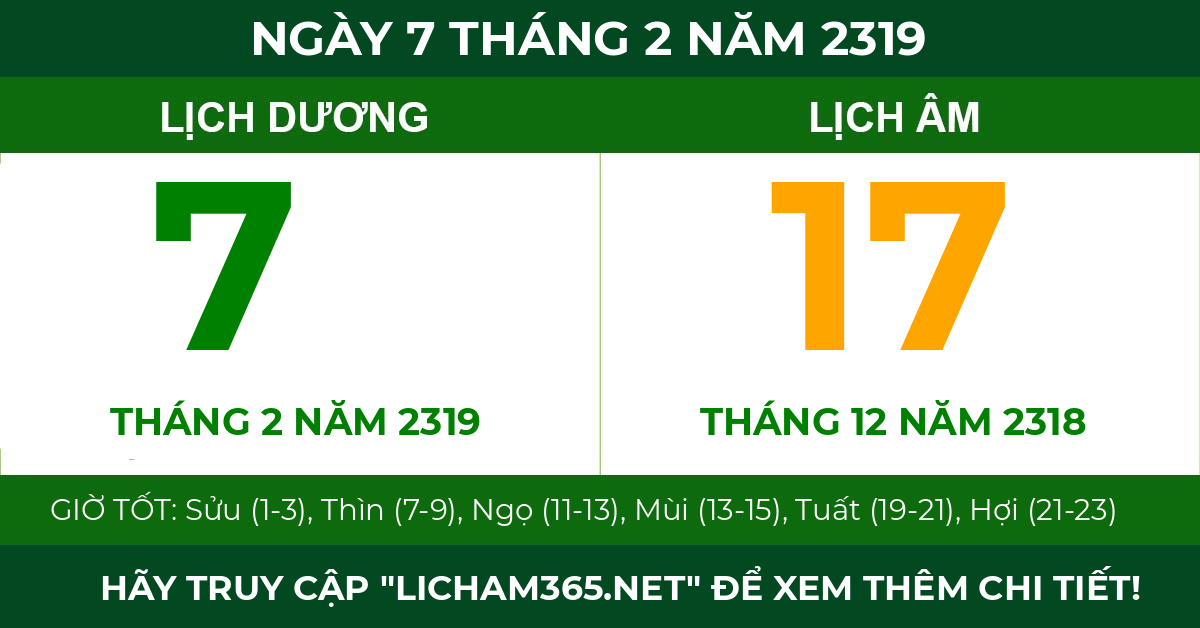 lịch âm ngày 7 tháng 2 năm 2319