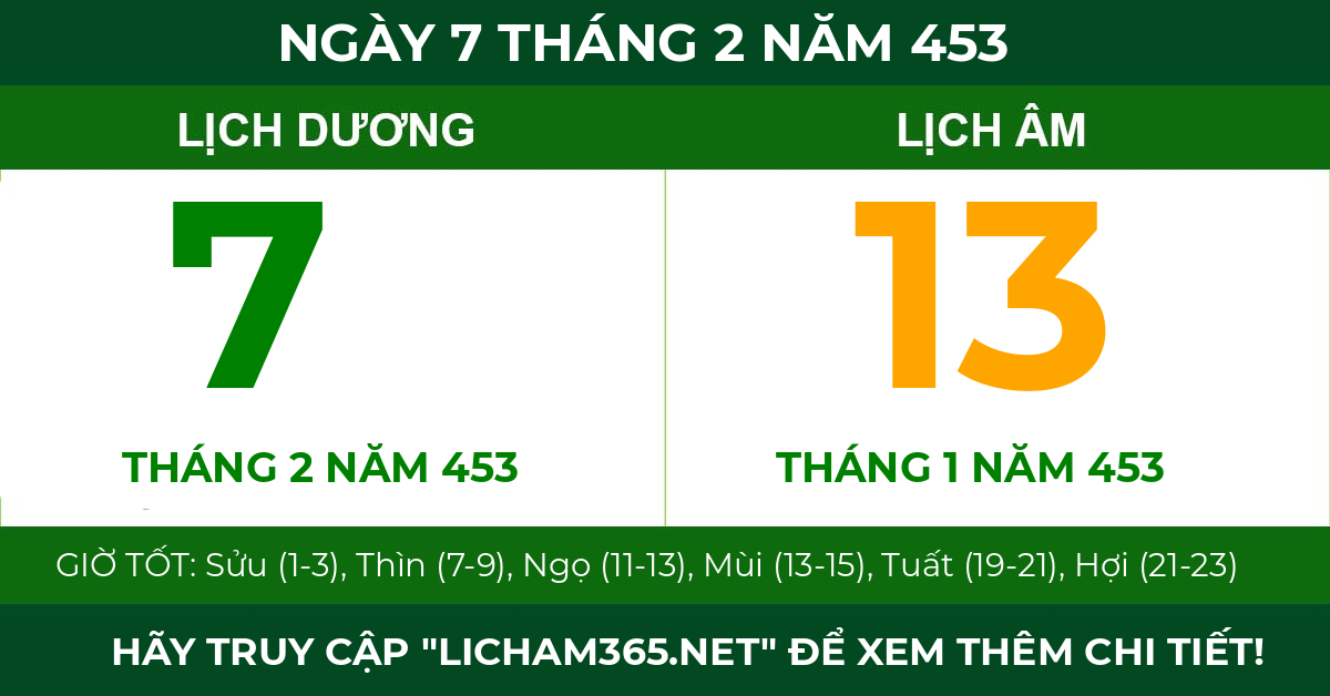 lịch âm ngày 7 tháng 2 năm 453