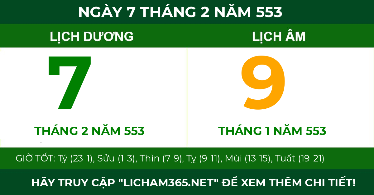 lịch âm ngày 7 tháng 2 năm 553