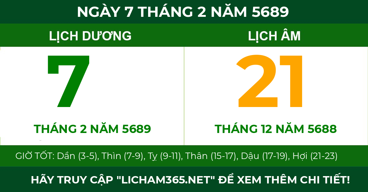 lịch âm ngày 7 tháng 2 năm 5689
