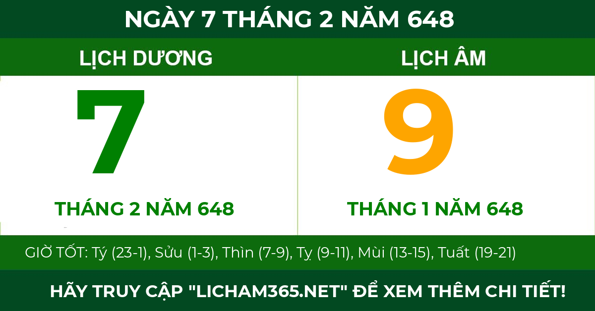 lịch âm ngày 7 tháng 2 năm 648