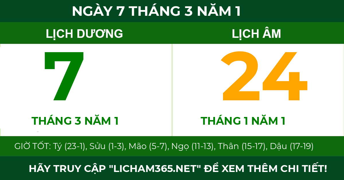 lịch âm ngày 7 tháng 3 năm 1