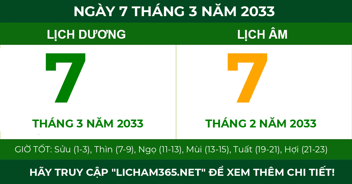 lịch âm ngày 7 tháng 3 năm 2033