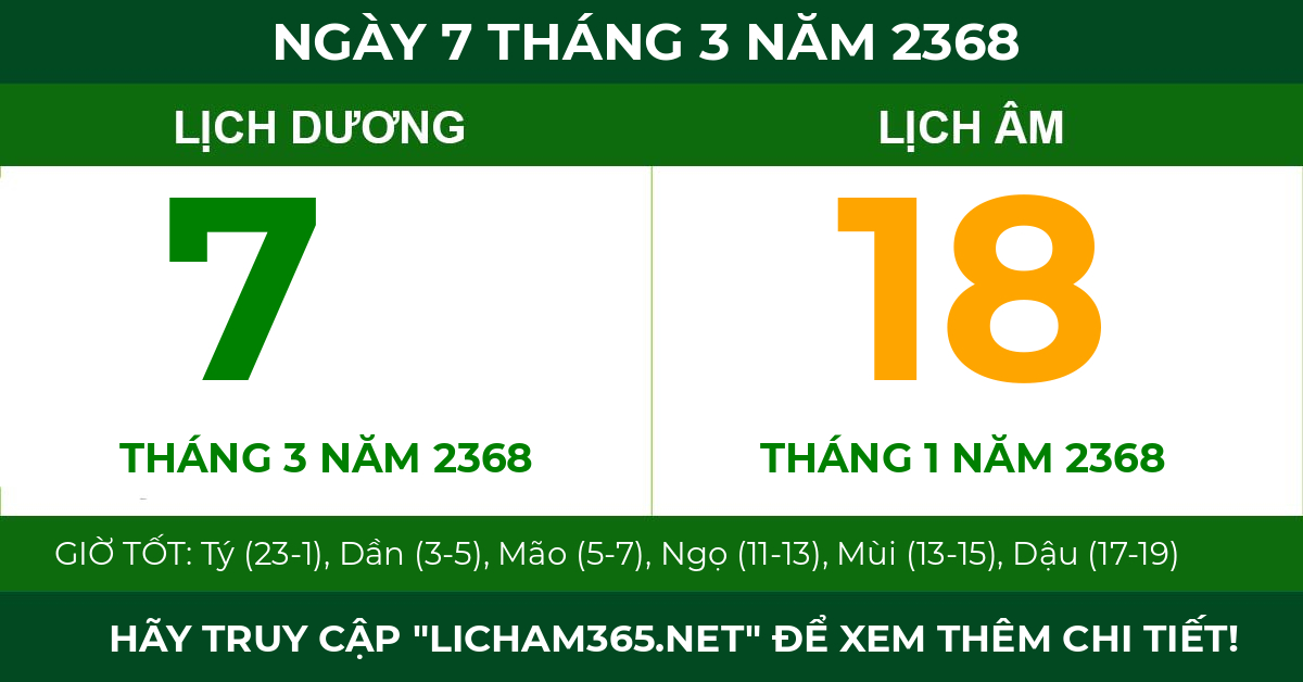 lịch âm ngày 7 tháng 3 năm 2368
