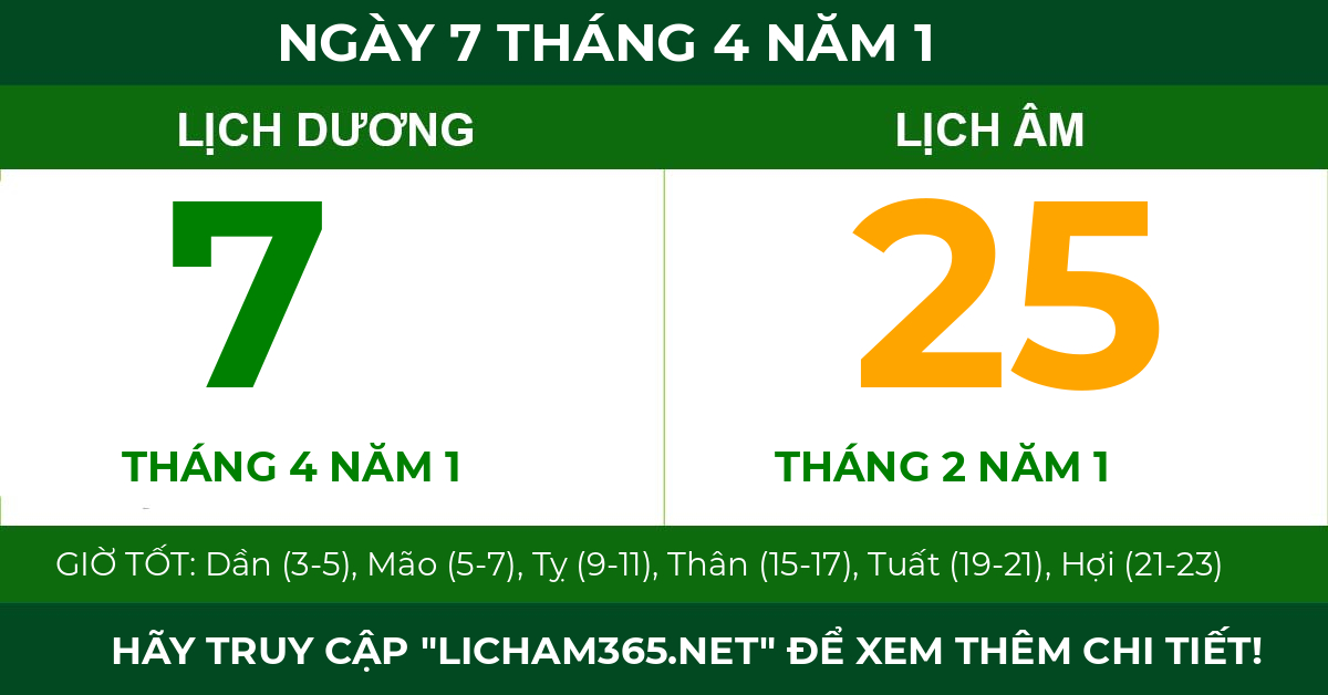 lịch âm ngày 7 tháng 4 năm 1