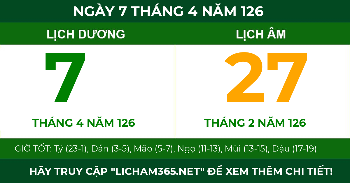 lịch âm ngày 7 tháng 4 năm 126