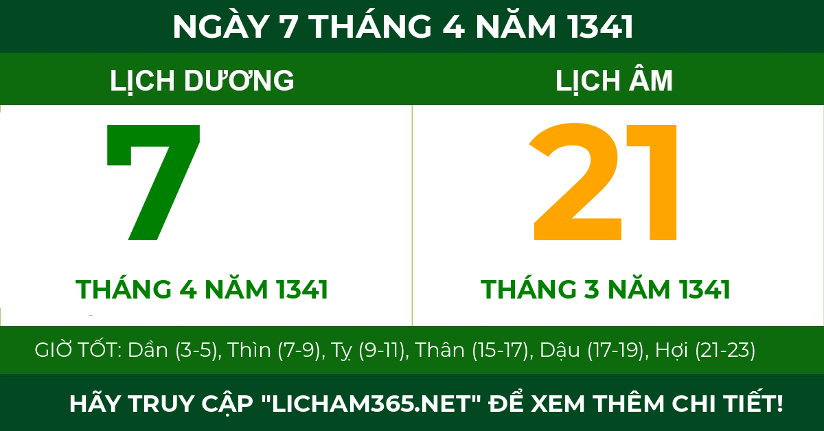 lịch âm ngày 7 tháng 4 năm 1341
