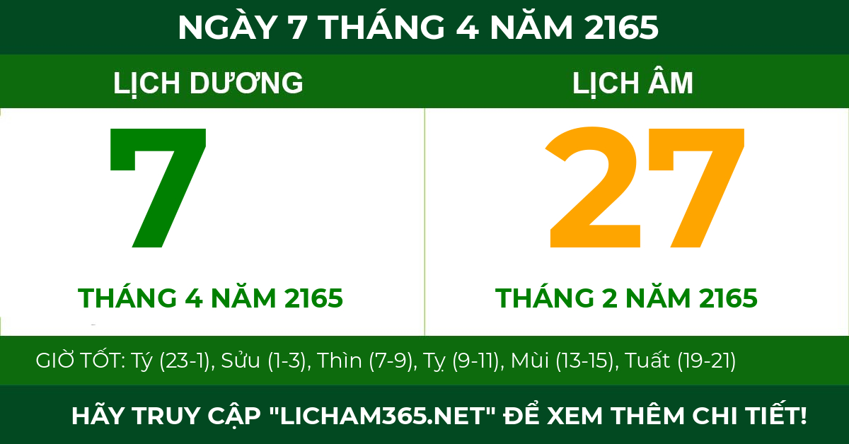 lịch âm ngày 7 tháng 4 năm 2165