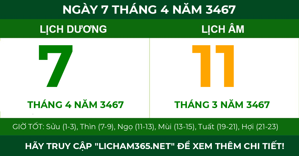 lịch âm ngày 7 tháng 4 năm 3467