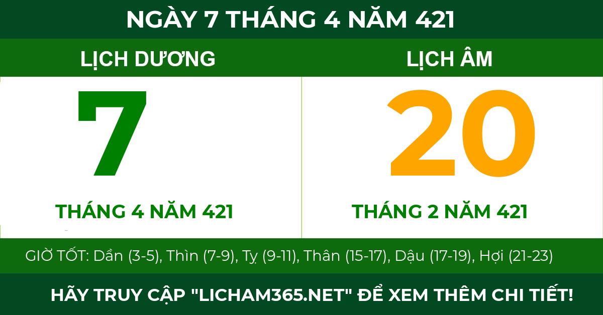 lịch âm ngày 7 tháng 4 năm 421