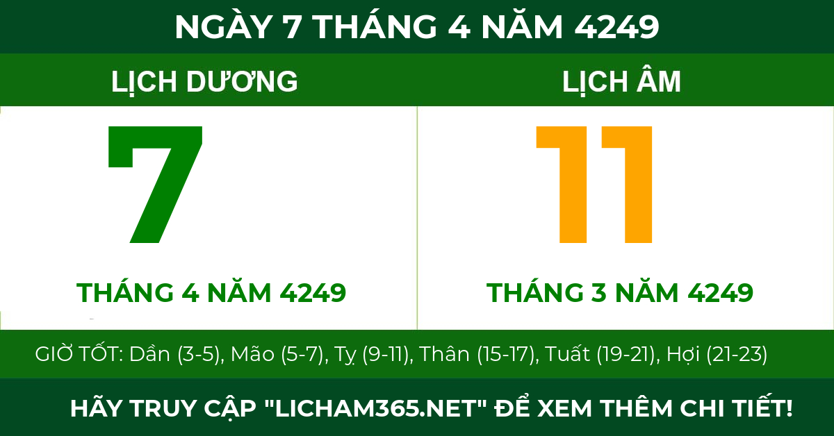 lịch âm ngày 7 tháng 4 năm 4249