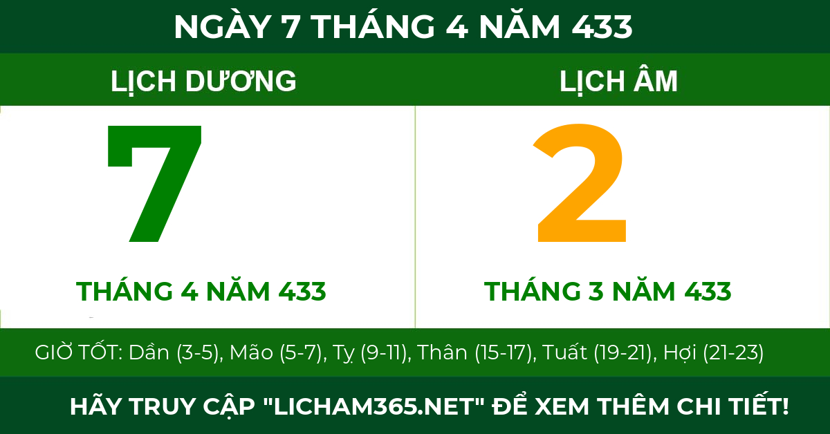 lịch âm ngày 7 tháng 4 năm 433