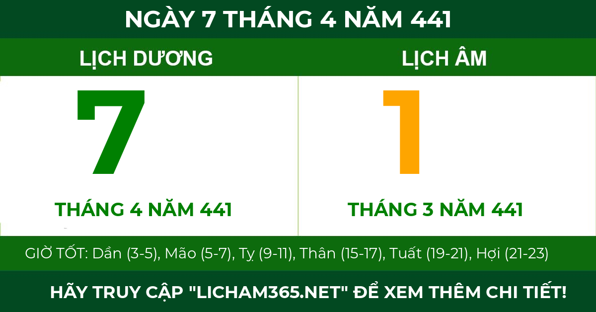 lịch âm ngày 7 tháng 4 năm 441