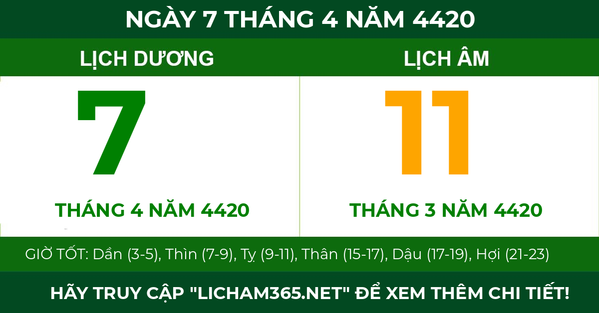 lịch âm ngày 7 tháng 4 năm 4420