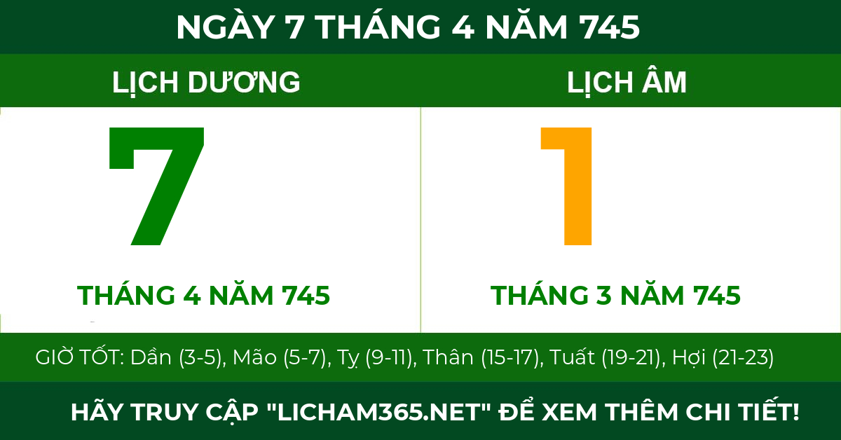 lịch âm ngày 7 tháng 4 năm 745